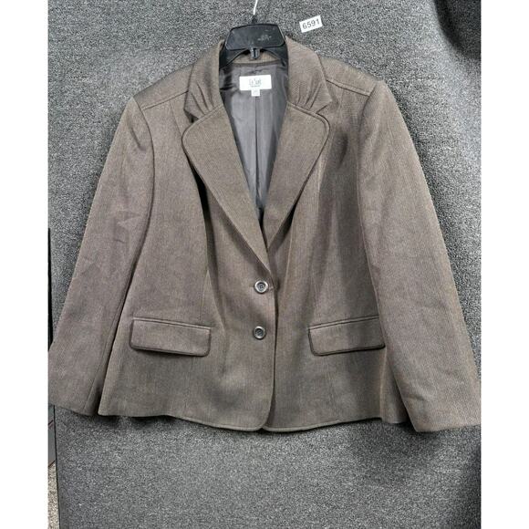 Le Suit Jackets & Blazers - Le Suit Blazer Jacket Womens Size 24W Brown Single Breasted Two Buttons Casual